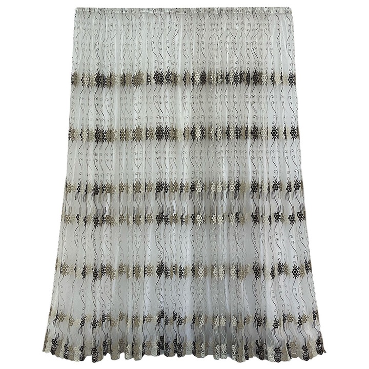 Perdea brodata, culoare ivoire/maro, din colectia "Redonda by Liz Line" 500x245cm, cu rejansa - RD2505