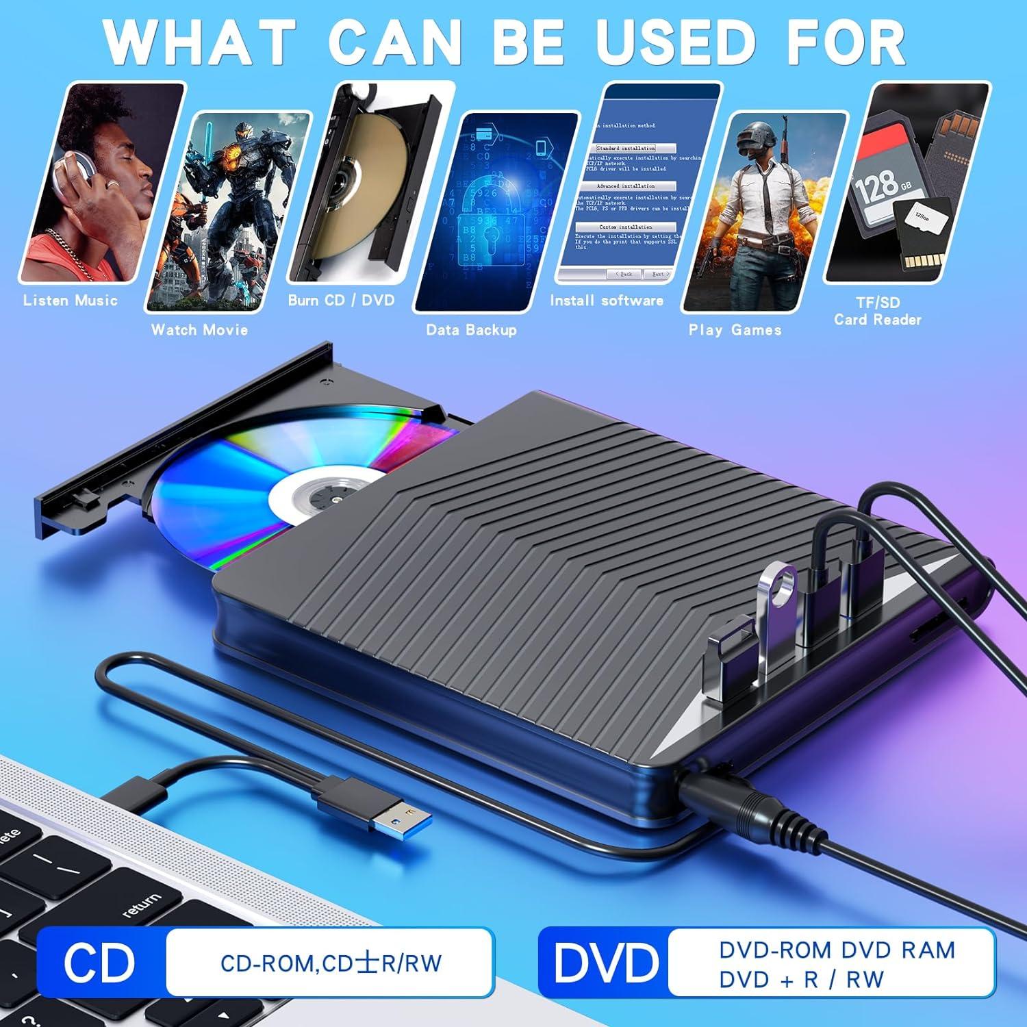 Unitate DVD CD RW externa 366 Axeloni ®, Port Usb-C Hub USB 3.0