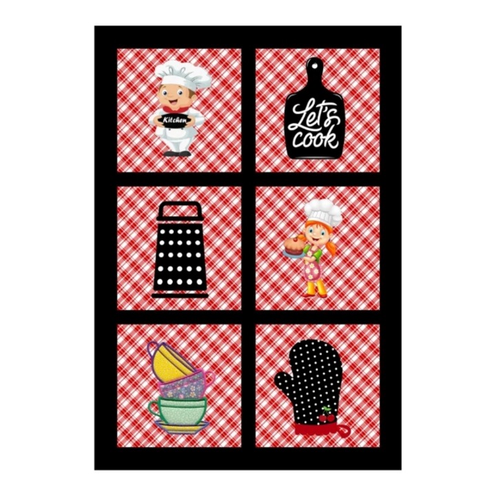 Covor Bucatarie, Antiderapant, Imprimeu Micul Bucatar, Multicolor, 120x180cm