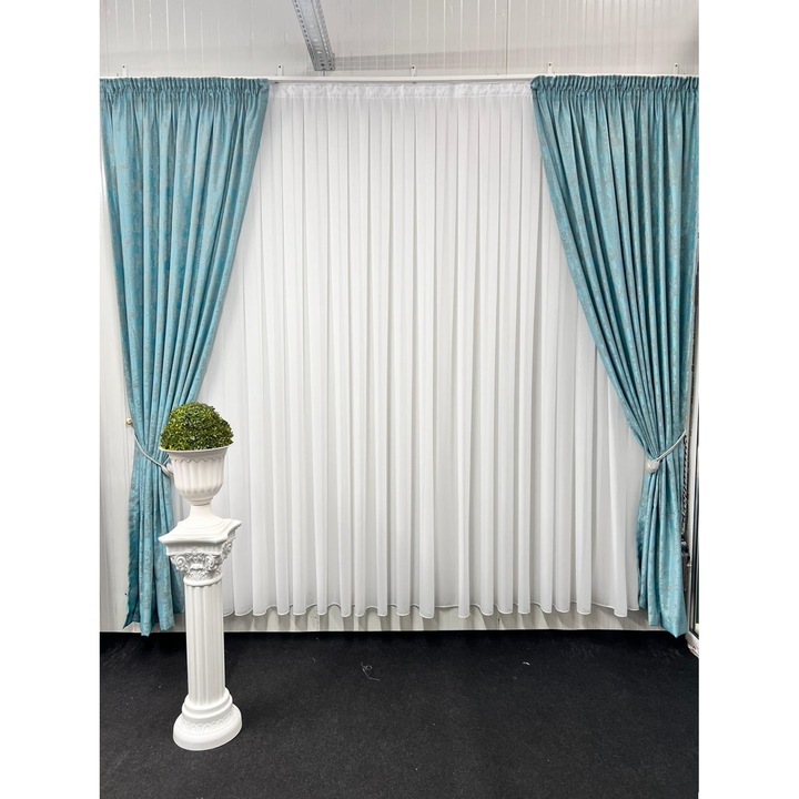 Комплект 2 пердета Venti, тюркоаз, изработени върху гоблен с ширина 10 см, 2х200х250 см