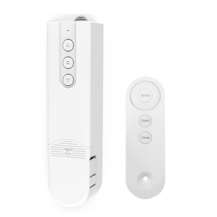 Motor Smart TrendiShop® Pentru Jaluzele, Rolete, Wifi, Programabil, Cu Acumulator, Zigbee, Tuya, Smart Home, 4 Adaptoare, Usor de Instalat, Alb