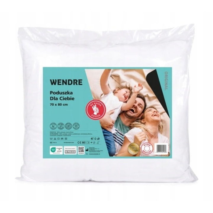 Perna antialergica, Poliester, Alb, 70x80 cm