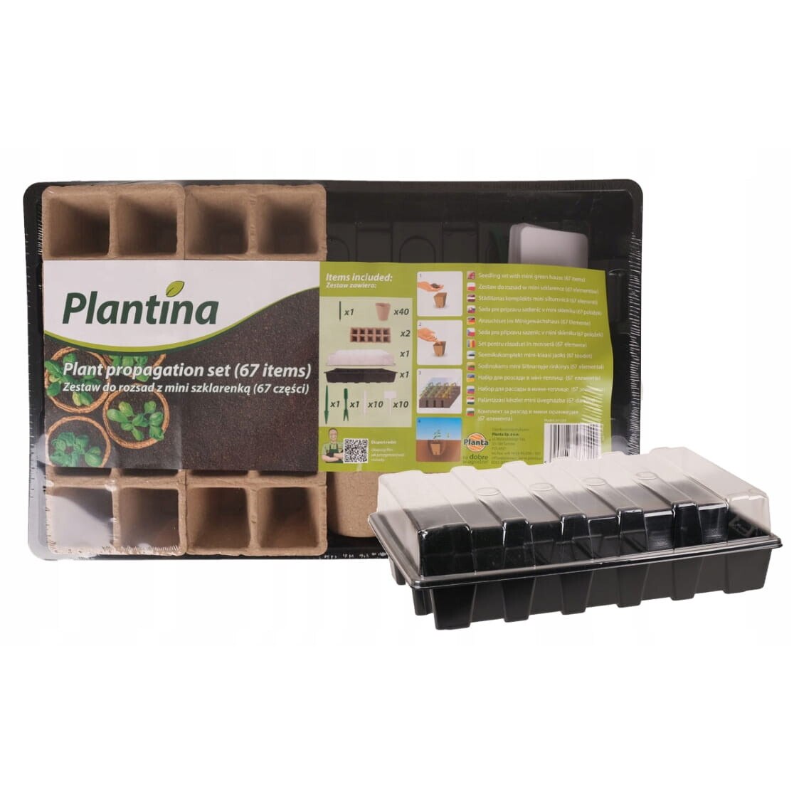Set pentru rasaduri Plantina, mini sere, natural, negru/translucid ...
