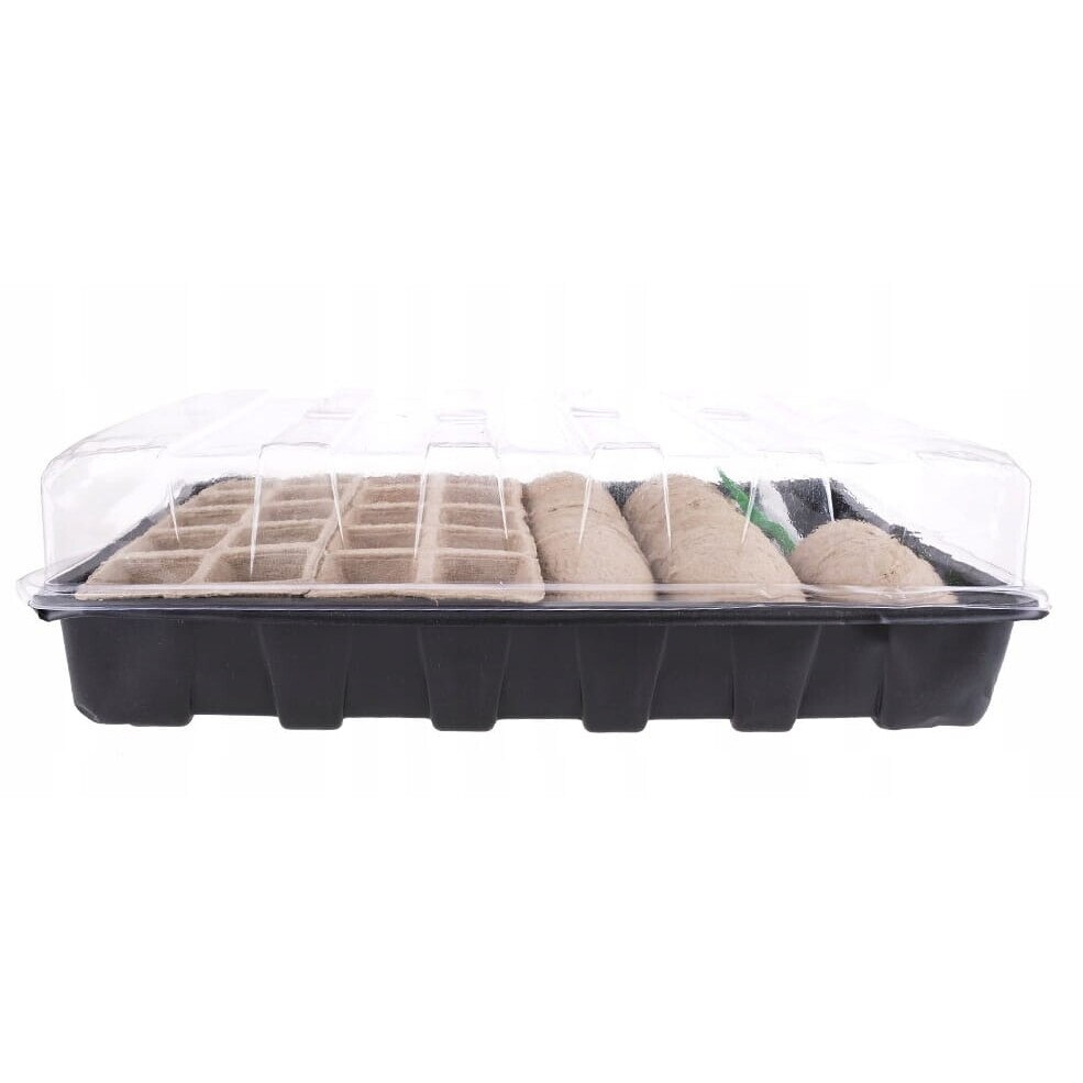 Set pentru rasaduri Plantina, mini sere, natural, negru/translucid ...