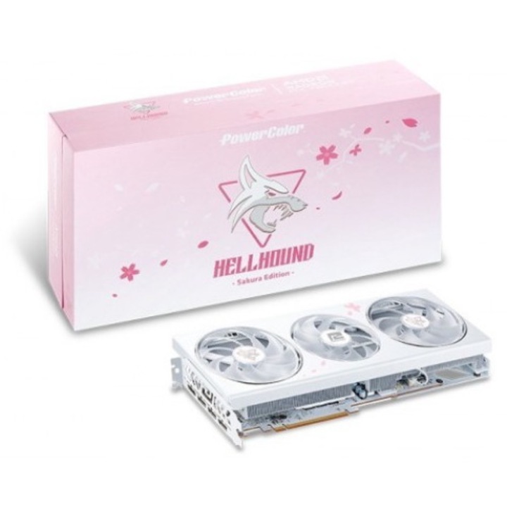Placa video PowerColor Hellhound RX7800XT, 16GB GDDR6, 256bit, 7680x4320px, alb, 332x147x50mm