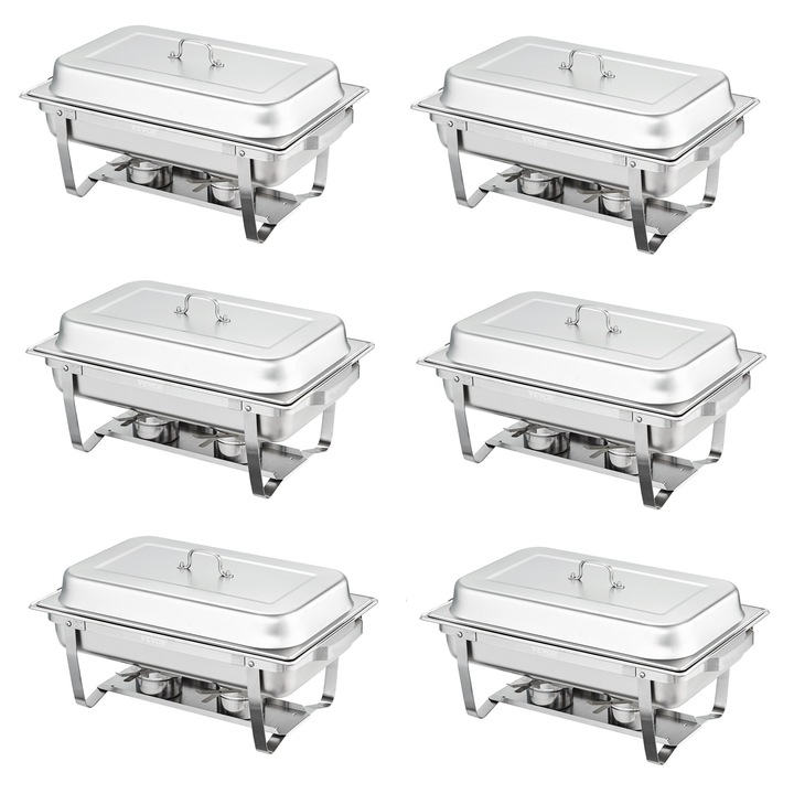 Set 6 Vase termorezistente, Vevor, Argintiu