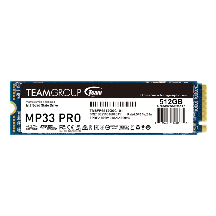 Solid-State Drive (SSD) TEAM SSD MP33 PRO 512 M2 PCI-E TM8FPD512G0C101