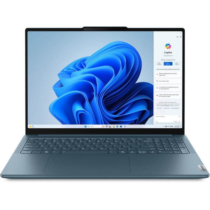 Лаптоп Lenovo Yoga Pro 9 16IMH9, 83DN003CBM, 16", Intel Core Ultra 9 185H (16-ядрен), NVIDIA GeForce RTX 4070 (8GB GDDR6), 64GB 7467MHz LPDDR5x, Тъмнозелен