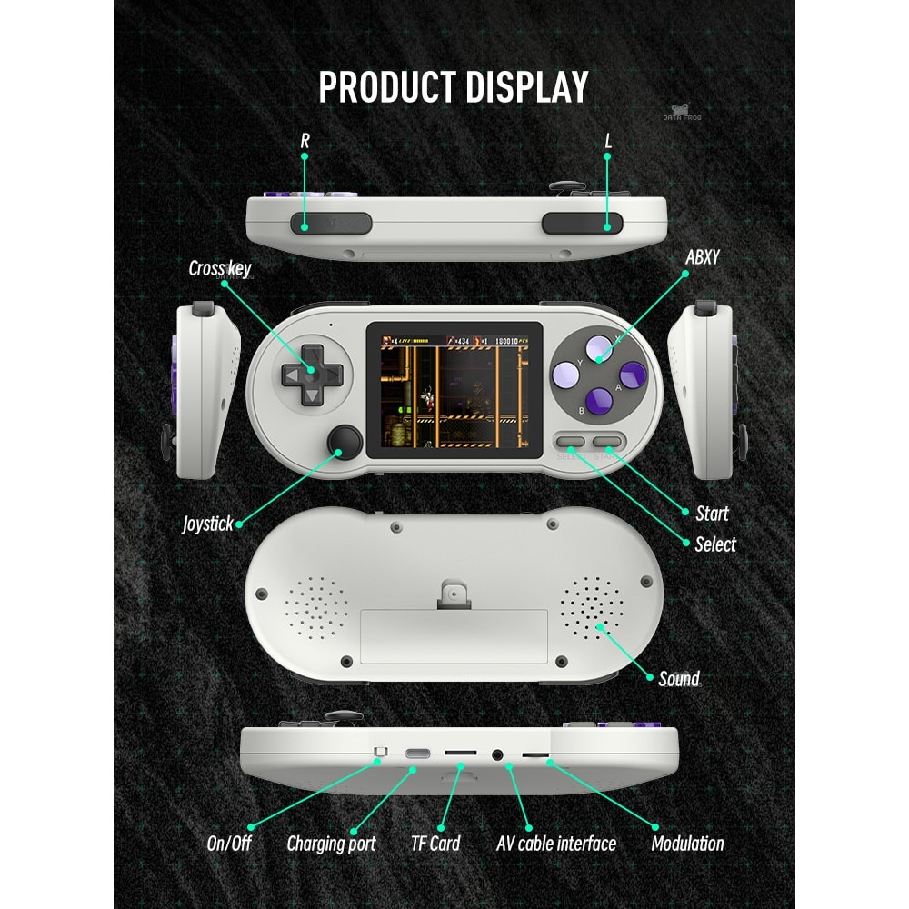 Consola de jocuri portabila, Planet Tech, 2 joystick-uri, 1280x720, 2 difuzoare stereo, 6000 de jocuri, Alb