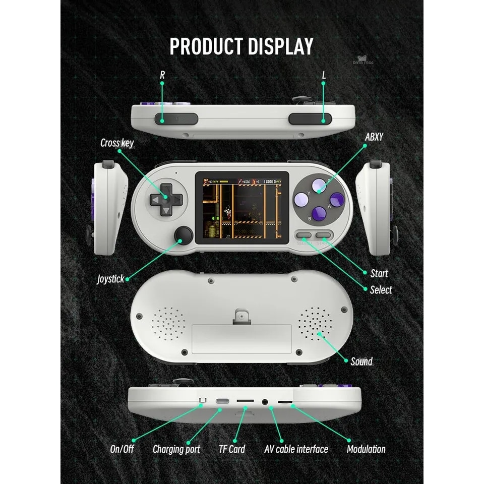 Consola de jocuri portabila, Planet Tech, 2 joystick-uri, 1280x720, 2 difuzoare stereo, 6000 de jocuri, Alb