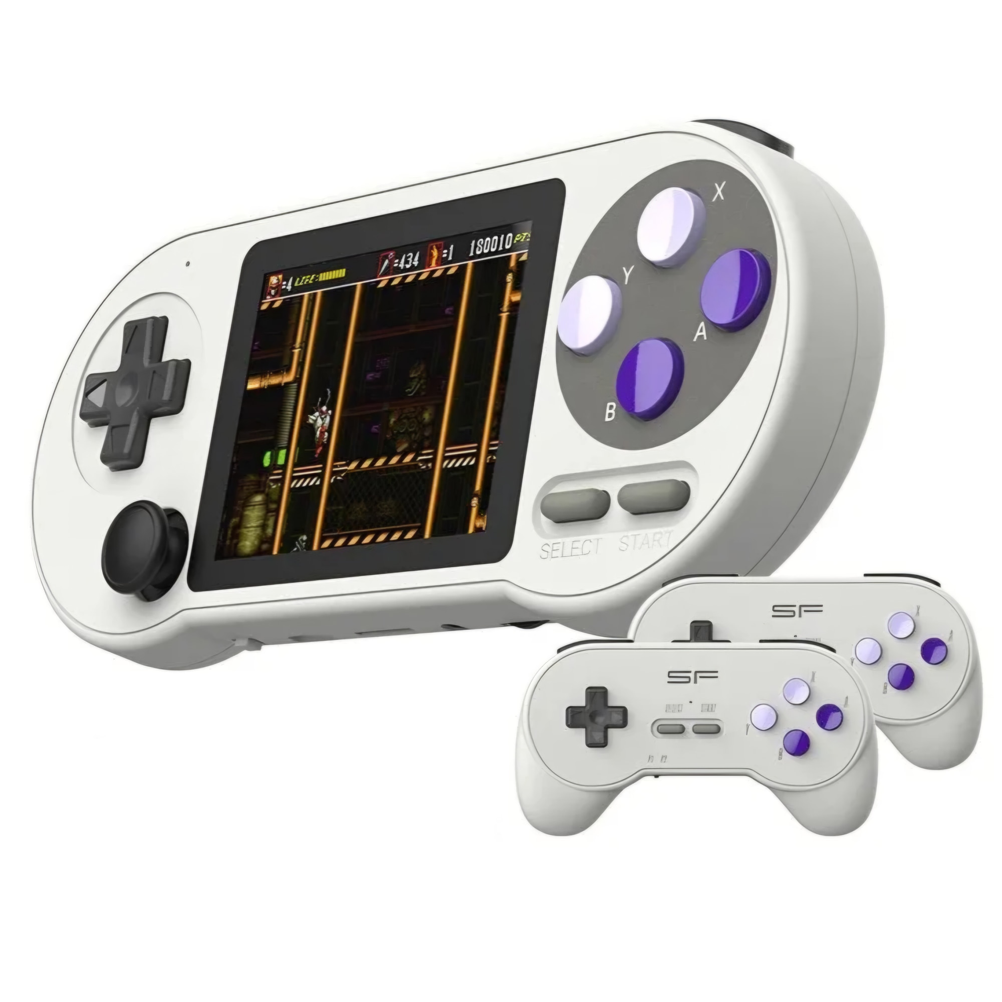 Consola de jocuri portabila, Planet Tech, 2 joystick-uri, 1280x720, 2 difuzoare stereo, 6000 de jocuri, Alb