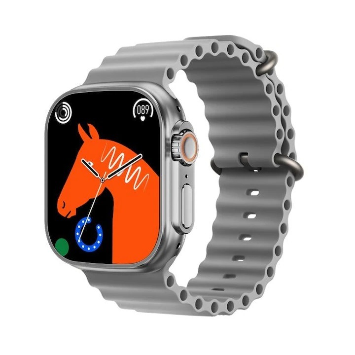 Smartwatch BeSmart Ultra Series 8, сив, NFC, 49 mm, Bluetooth разговори, водоустойчив, безжично зареждане