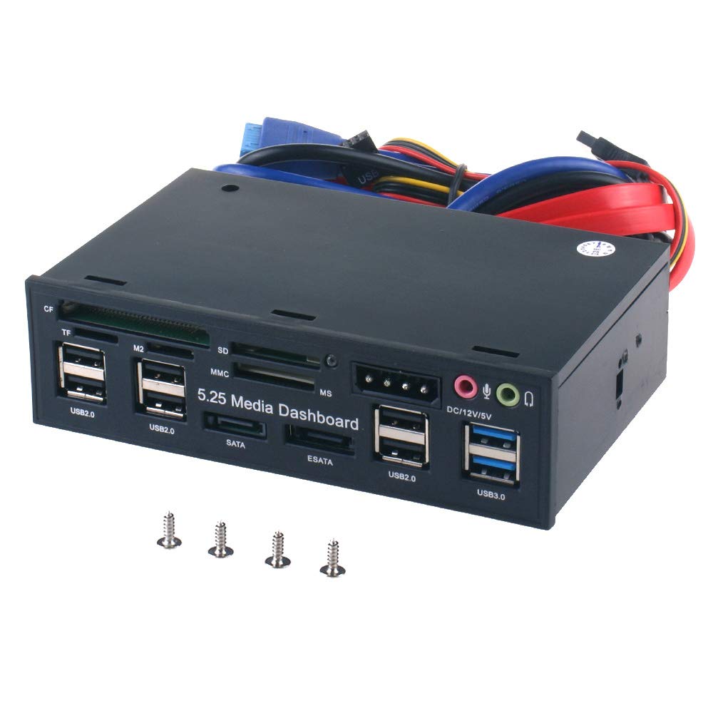 Panou frontal multifunctional PC JESWO, 5.25 inch, USB 3.0, e-SATA