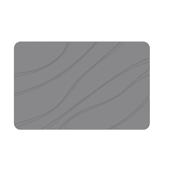 Абсорбираща, неплъзгаща се, екологична диатомитна постелка за баня, бързо съхнеща, лесно почистване, 60x39 см, антрацитно сиво