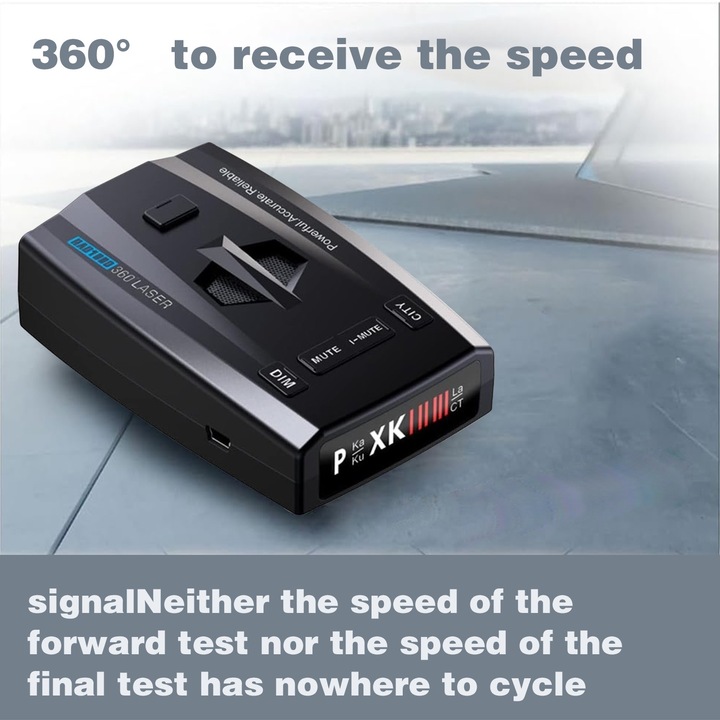 Detector Radar Rad1000, Kesment, 4 Moduri, Avertizare la Distanta 800-1200m, Detecteaza Radarele Noi si Noile Camere Fixe ce Vor fi Amplasate, Detectie 360 Grade, Negru