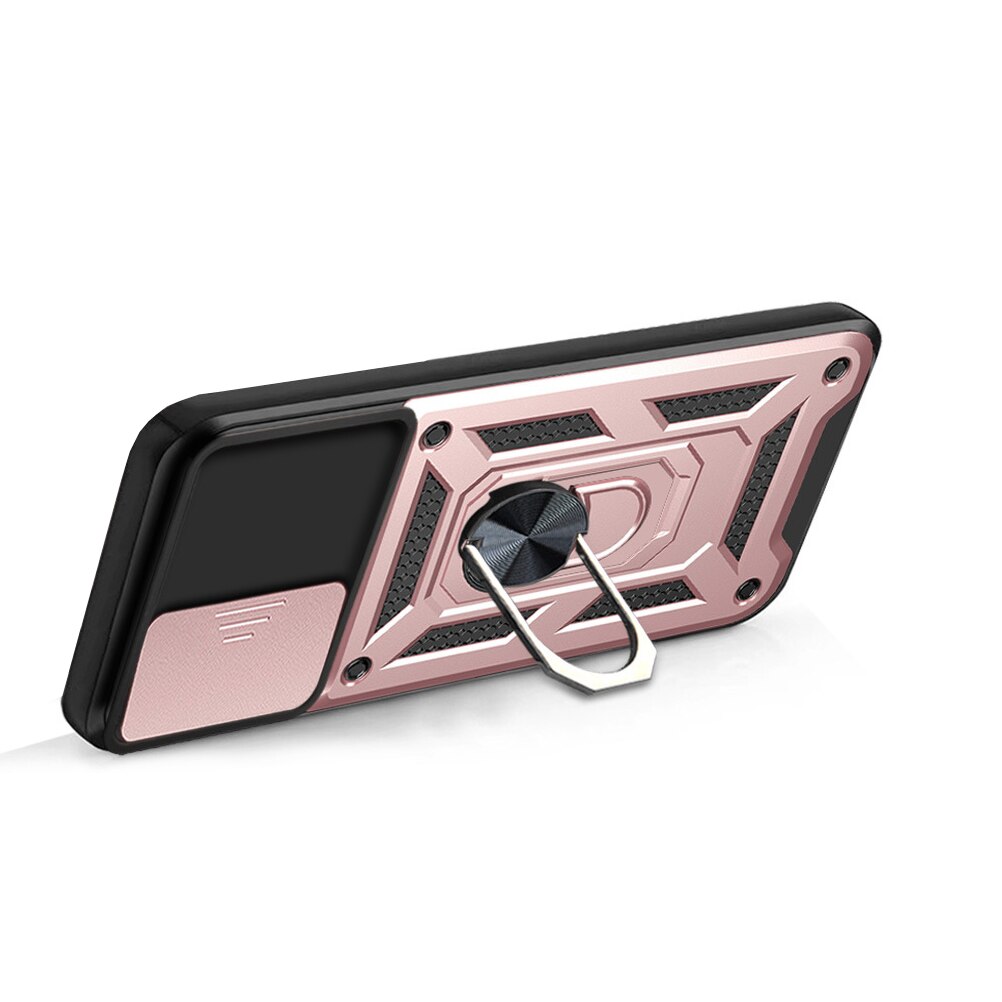 Husa telefon, pentru Motorola Moto G54 5G Capac de obiectiv al camerei glisante, inel rotativ 360°, Auriu rose