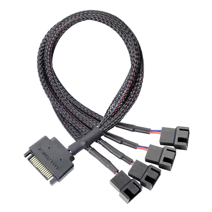 Cablu SATA, 1-4, enkourakoko®, 12V, Negru