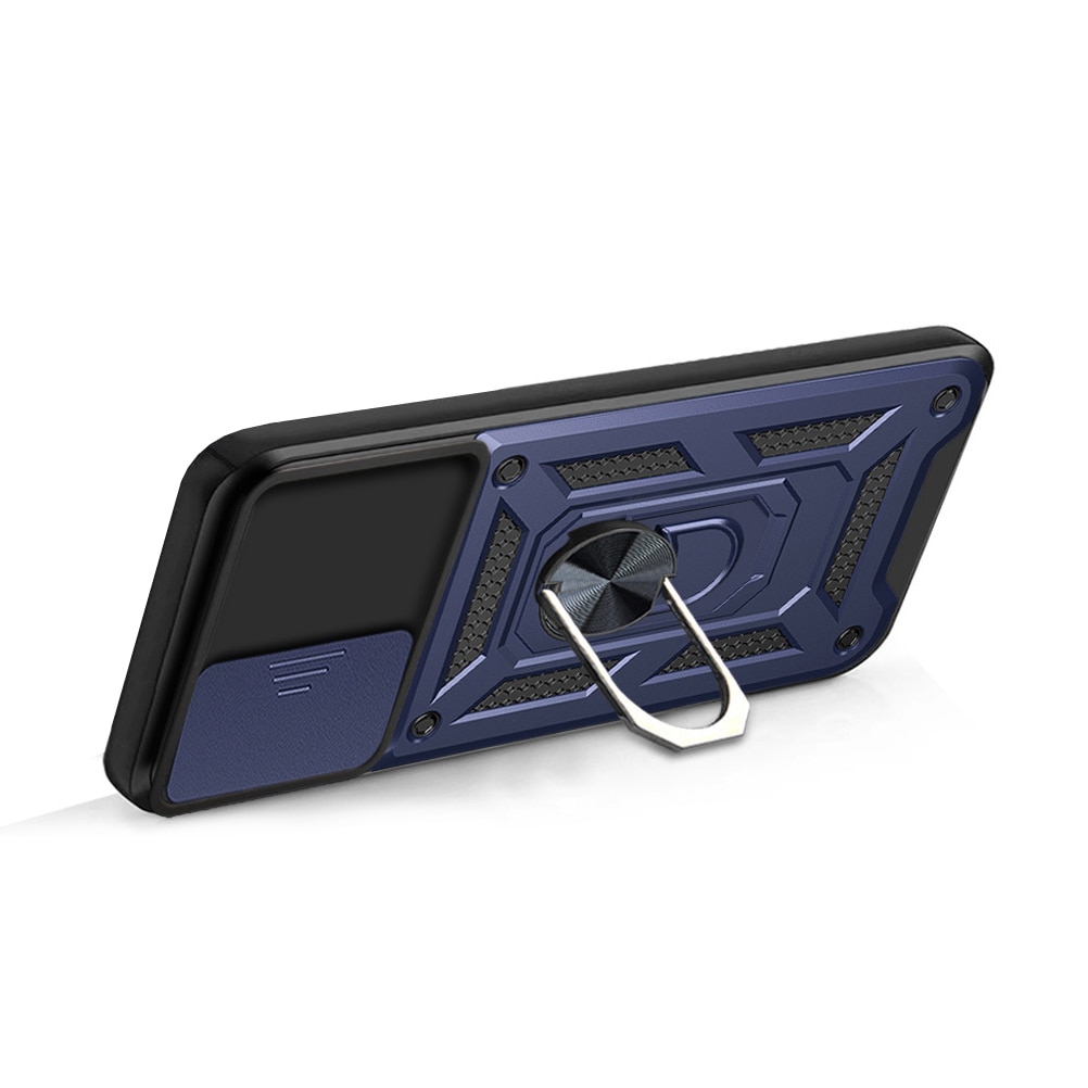 Husa telefon, pentru Samsung Galaxy A25 5G Capac de obiectiv al camerei glisante, inel rotativ 360°, Albastru