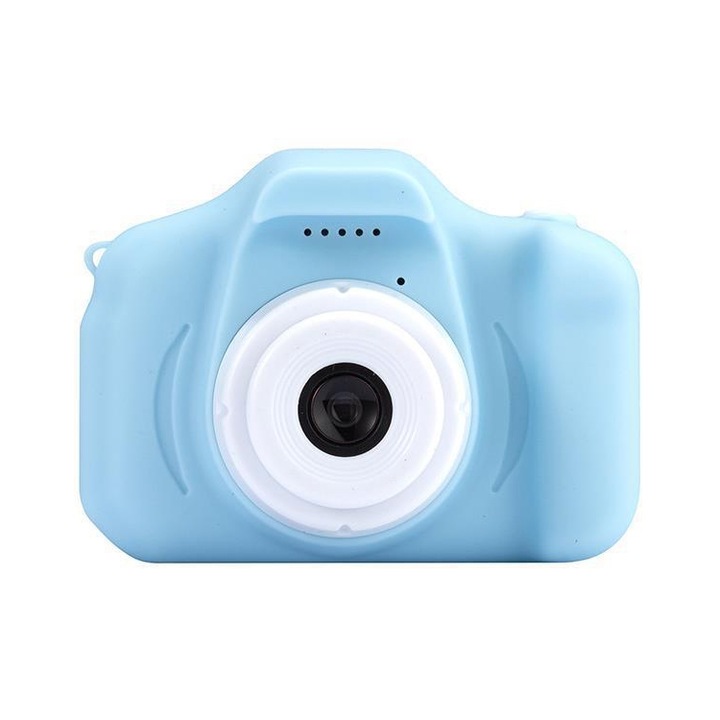 Camera foto digitala pentru copii, Ecran LCD 2.0 inch, Card memorie 32G, Cititor card, Cadre animate, Albastru