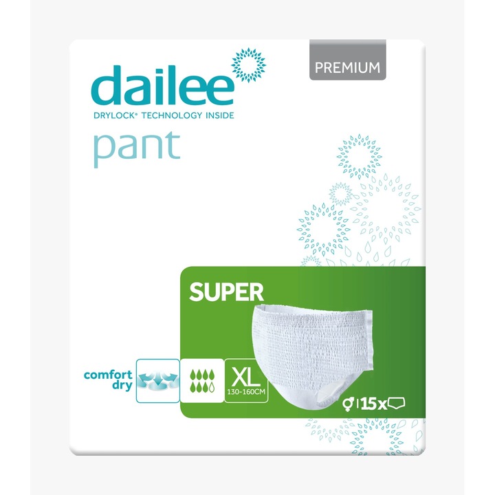 Scutece tip chilot DAILEE Pants Adult Premium Super, XL 130-160 cm, 15 bucati