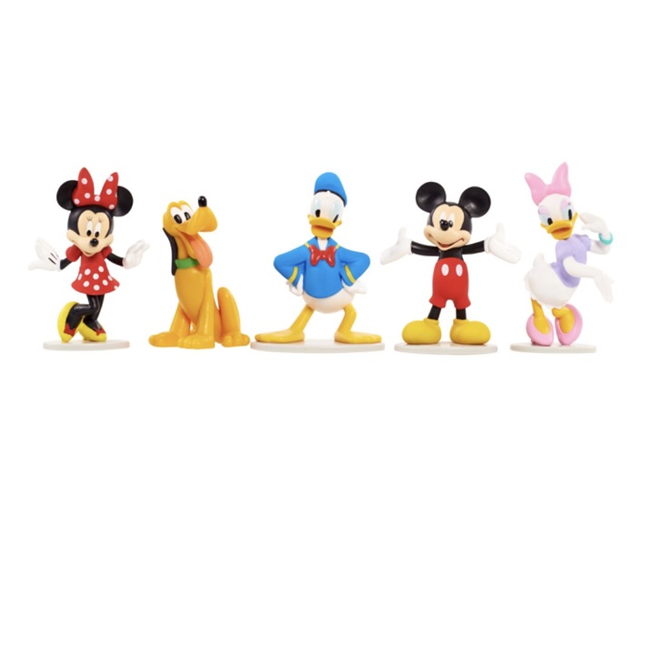 Set cu 5 figurine, tip Mickey Mouse, Dimensiuni figurine 10 cm, Multicolor