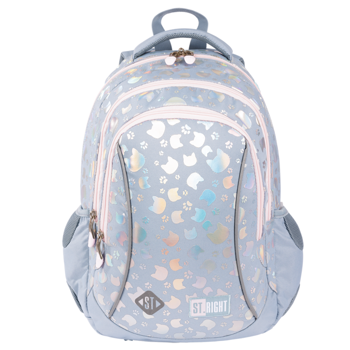 Ghiozdan clasele I-IV, 3 compartimente, Majewski, Gama St. Right, Colectia Silver Cats 2024, BP-26