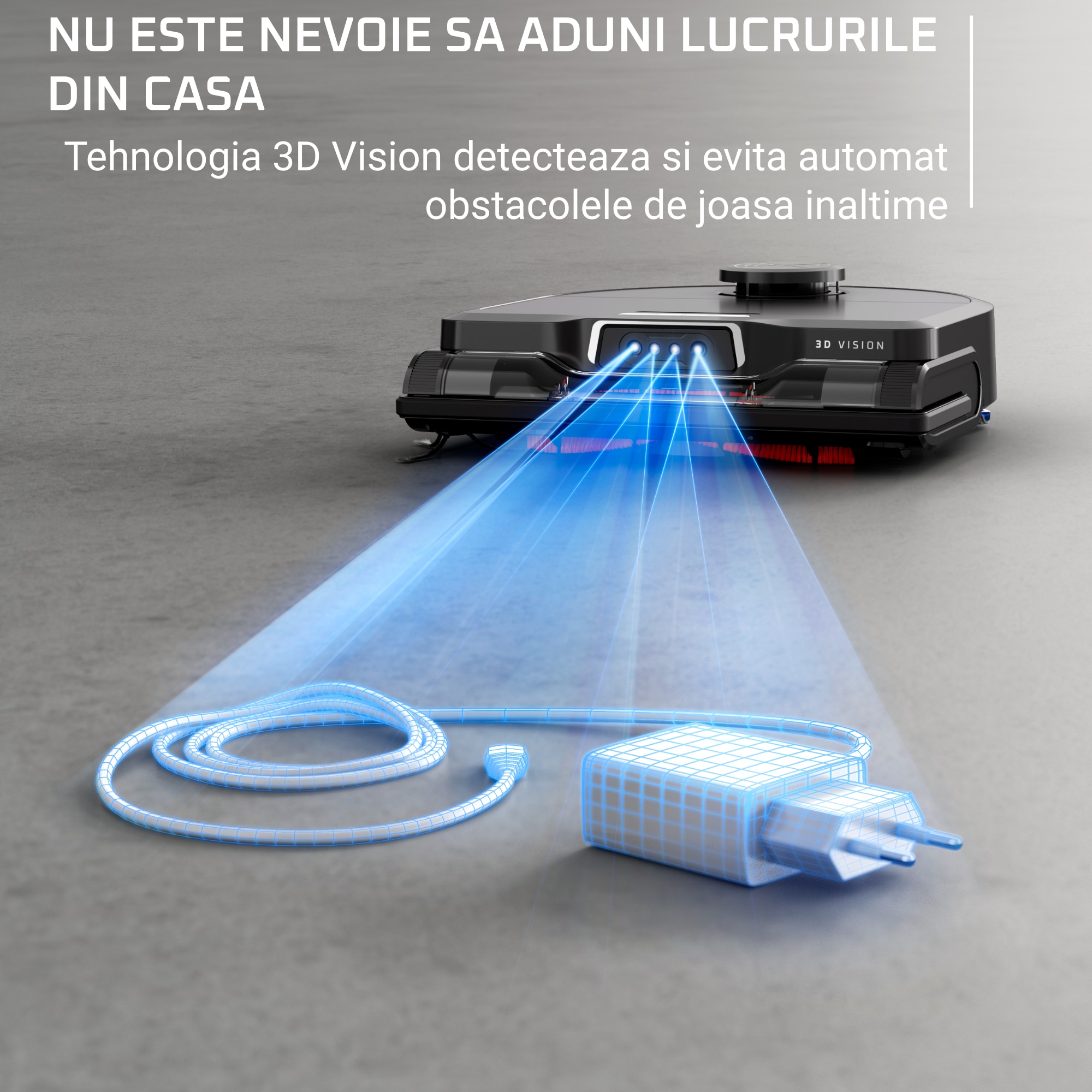 Robot de aspirare Rowenta X-Plorer Serie 240+ RR9695WH, aspirator si mop, autonomie 120 min, recipient praf 0.35L, statie de incarcare si golire praf, mop Smart Aqua Power, negru