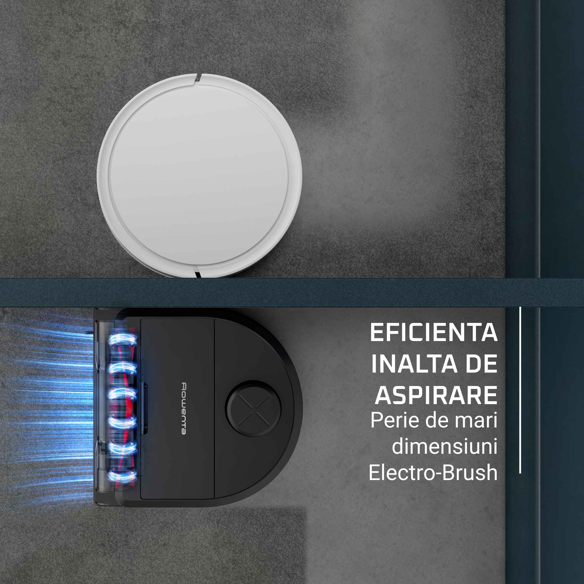 Robot de aspirare Rowenta X-Plorer Serie 240+ RR9695WH, aspirator si mop, autonomie 120 min, recipient praf 0.35L, statie de incarcare si golire praf, mop Smart Aqua Power, negru