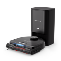 Aspirator robot Rowenta X-Plorer Serie 220+ RR9485, aspirator si mop, autonomie 120 min, recipient praf 0.35L, statie de incarcare si golire praf, mop Smart Aqua Power, negru