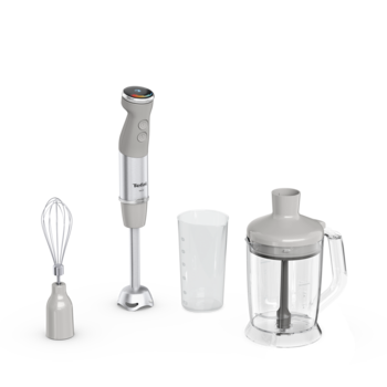 Mixer vertical Tefal Quickchef+ HB67MB, 1000W, 20 trepte de viteza, functie Turbo, tocator 1000 ml, pahar de masurat 800ml, tel, inox, 4 lame Powelix, gri & argintiu