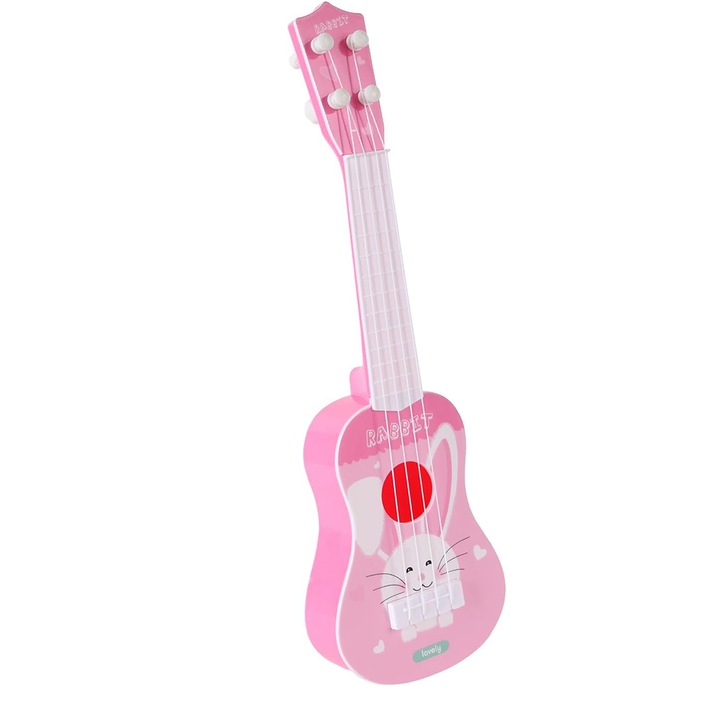 Ukulele gitár, Ronyes®, 3 év+, Magasság 37 cm, Rózsaszín