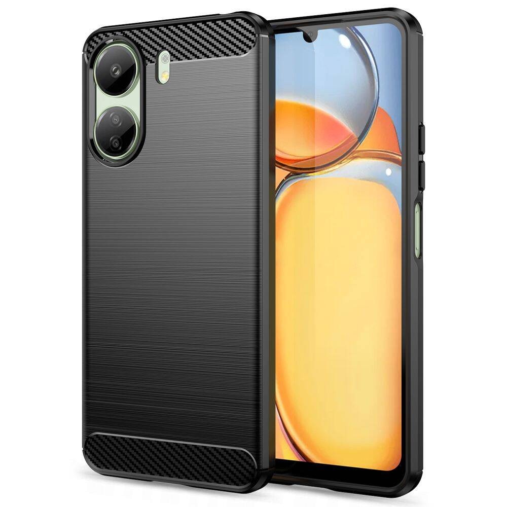 Carcasa din silicon compatibila cu Xiaomi Redmi 13C, husa de telefon, capac spate, model carbon, neagra, Simple Carbon