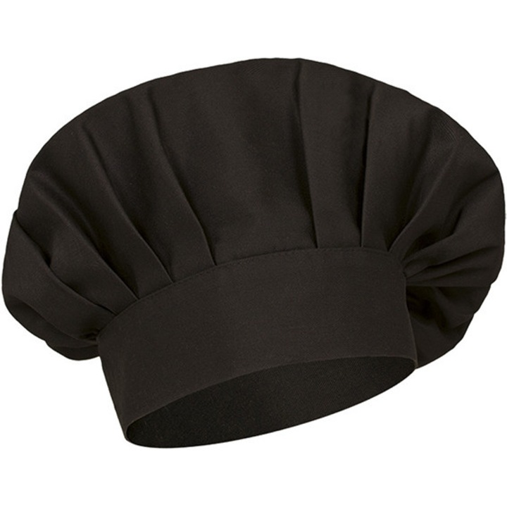 Готварска шапка Valento, регулируема с велкро, унисекс, черна, 23см, OneSize