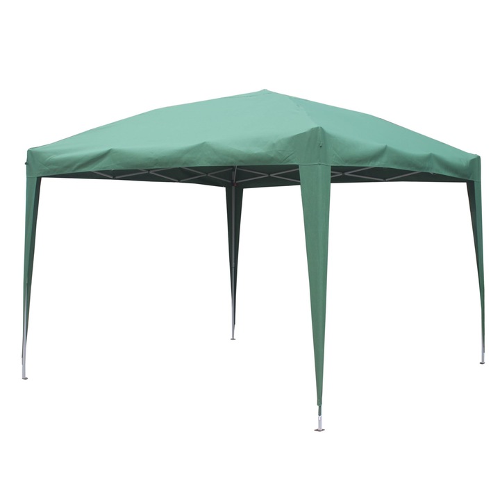 Pavilion de gradina Shopiens® cu montare usoara, otel/poliester, 295 x 295 cm, H 255 cm, verde