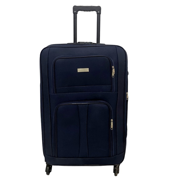 Troler cabina Wizz Air 53 x 35 x 20.5 cm, H&D TR-00084 Seretec Solutions, 4 roti rotatie 360 grade, material textil, inchidere cifru, Bleumarin