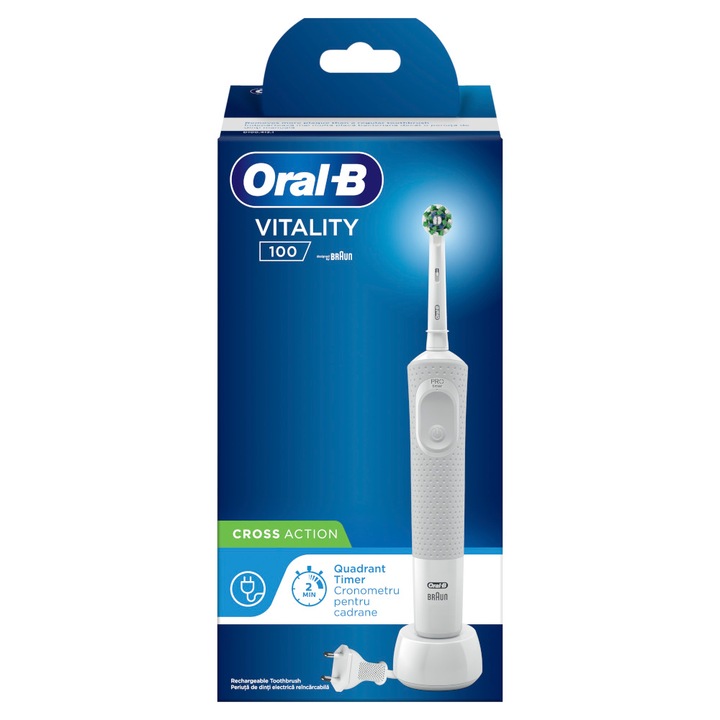 Elektromos fogkefe Oral-B D100 Vitality Cross Action, 7600 oszcilláció, 1 program, 1 vég