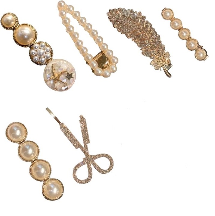 6 db-os hajcsat készlet, mesterséges gyöngy, arany