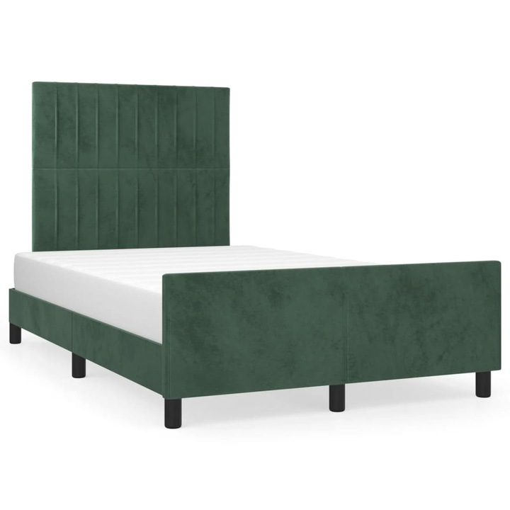 Cadru de pat cu tablie vidaXL, verde inchis, 120x190 cm, catifea, 31 kg 3270593