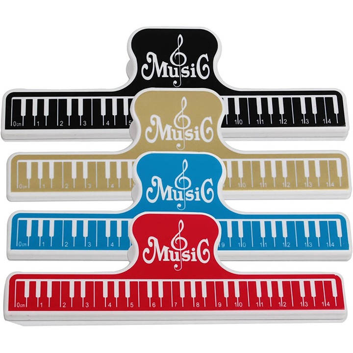 4 db-os klipszkészlet kottához, műanyag, tarka