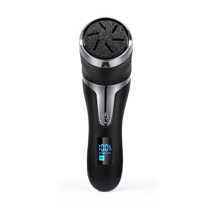 Set Pila electrica pentru talpi si calcaie, Display digital, Acumulator 1500 mAh, Incarcare USB, 2 viteze, 2200 rot/min, Indepartare piele moarta, Indepartare calus, Culoare Negru, 15x4 cm