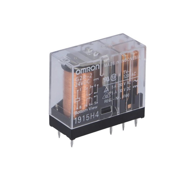 Електромагнитно реле 24VDC 5A DPDT THT G2R-2-24VDC