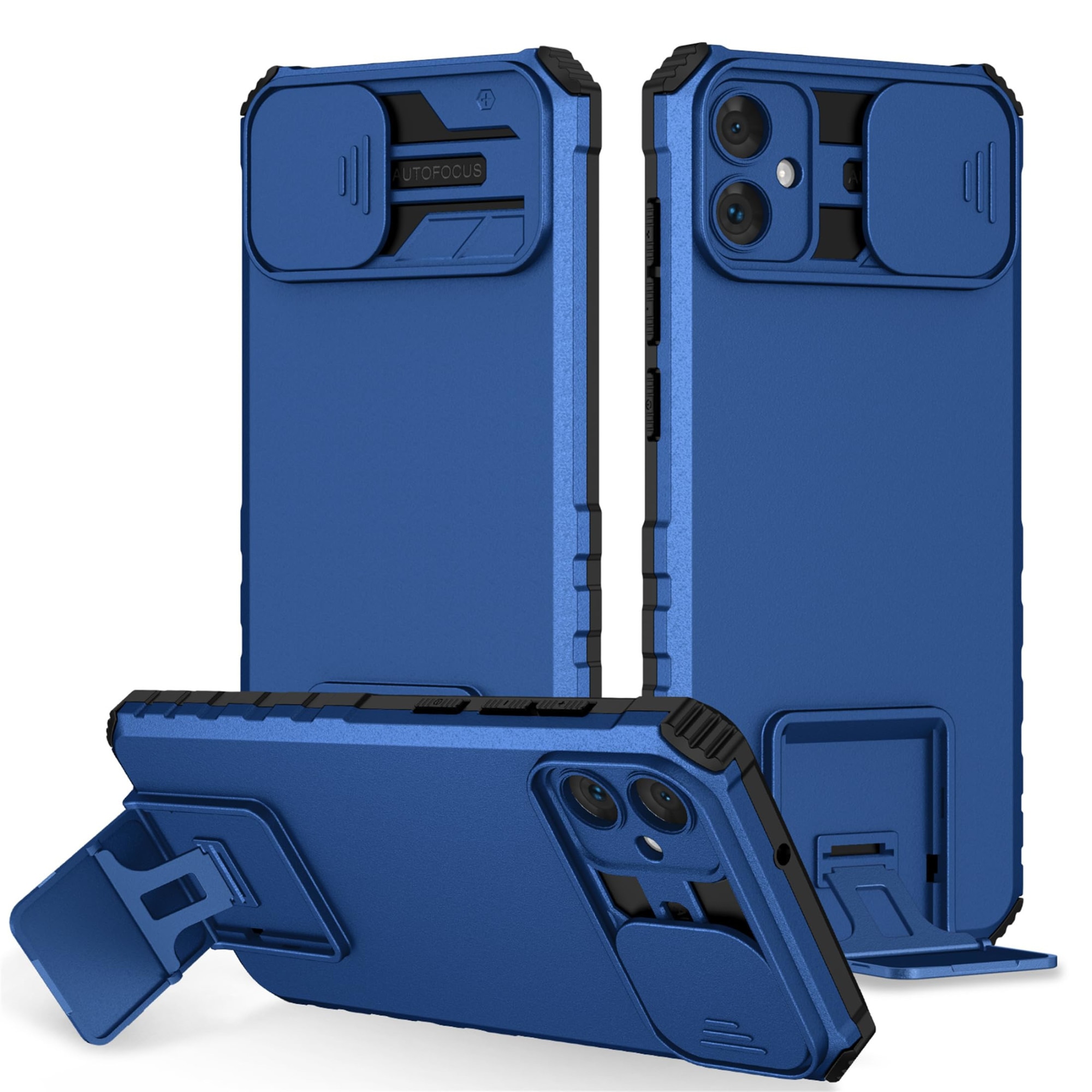 Husa telefon, pentru Samsung Galaxy A05 4G Fereastra glisanta, suport inovator, Albastru mat