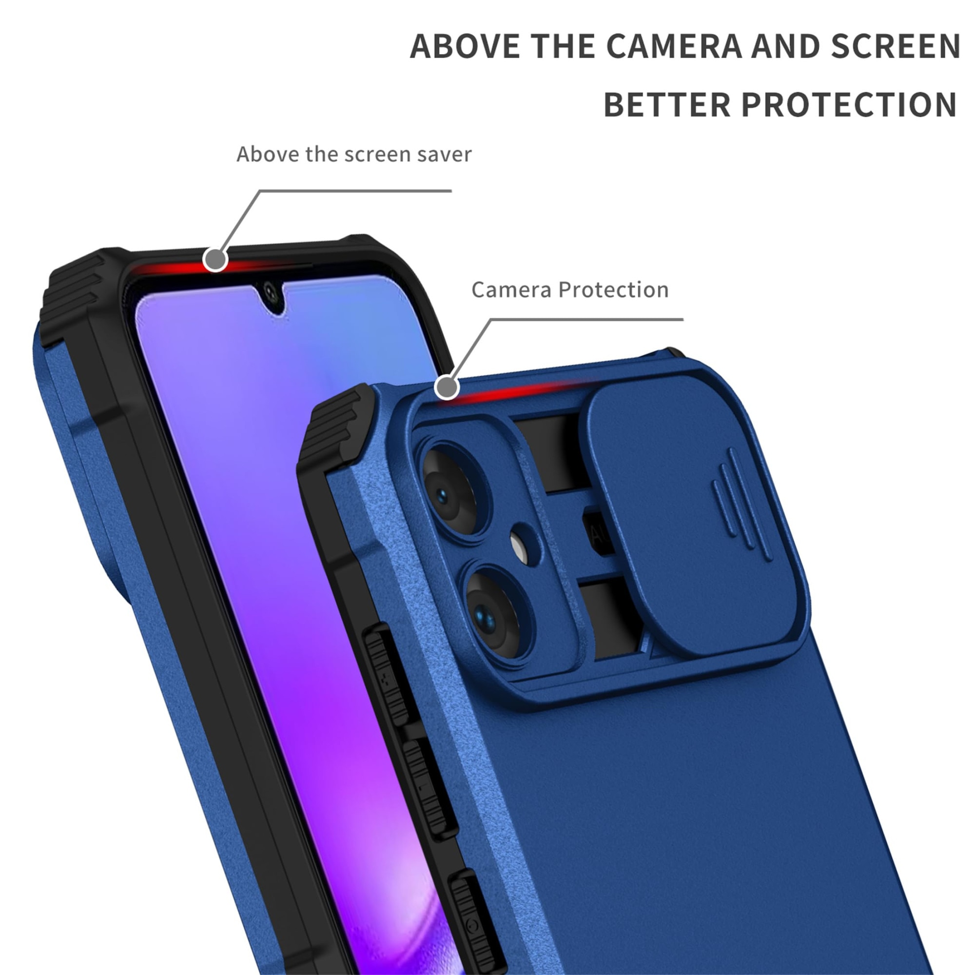 Husa telefon, pentru Samsung Galaxy A05 4G Fereastra glisanta, suport inovator, Albastru mat