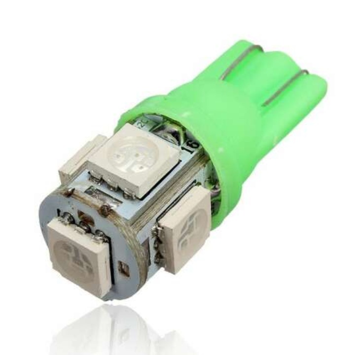 Led auto, GyafiTuning, T10 5 smd 5050 led, verde, bord, W5W