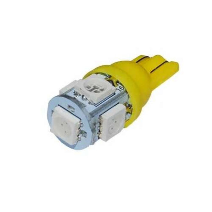 Led auto, GyafiTuning, T10 5 smd 5050 led, galben, bord, W5W