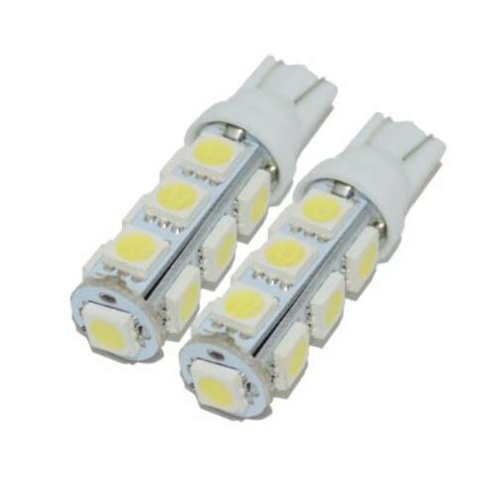 Led auto, GyafiTuning, T10 13 smd 5050, alb rece, lumina de pozitie, W5W