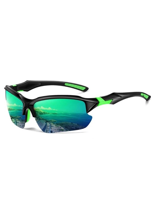 Мъжки слънчеви очила Edibazzar, поляризирани, огледално зелени, UV 400 защита, ЕДИН РАЗМЕР