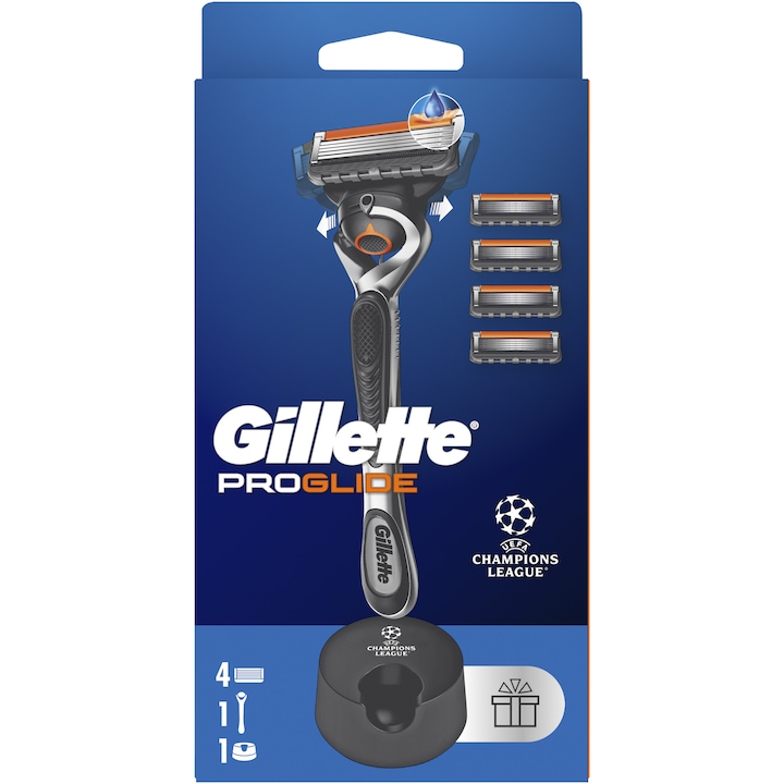 UEFA Champions League Special Edition Aparat de ras Gillette ProGlide + 4 rezerve, Suport aparat de ras