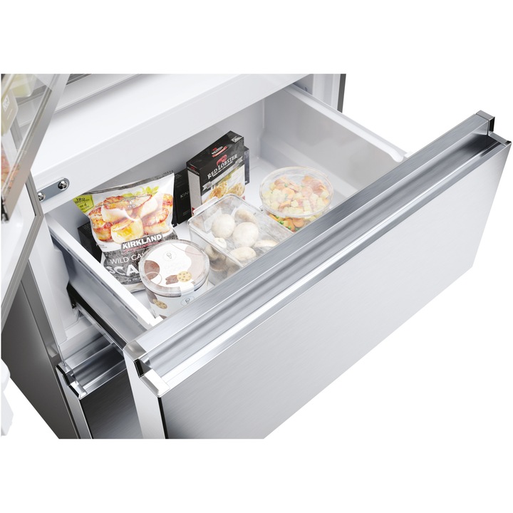 Side by side French Door Haier HFR5720EWMG, 477 l, Total No Frost, Clasa E, Air Surround, Humidity Zone, My Zone, Top Led, Dispenser apa, H 201 cm, Argintiu