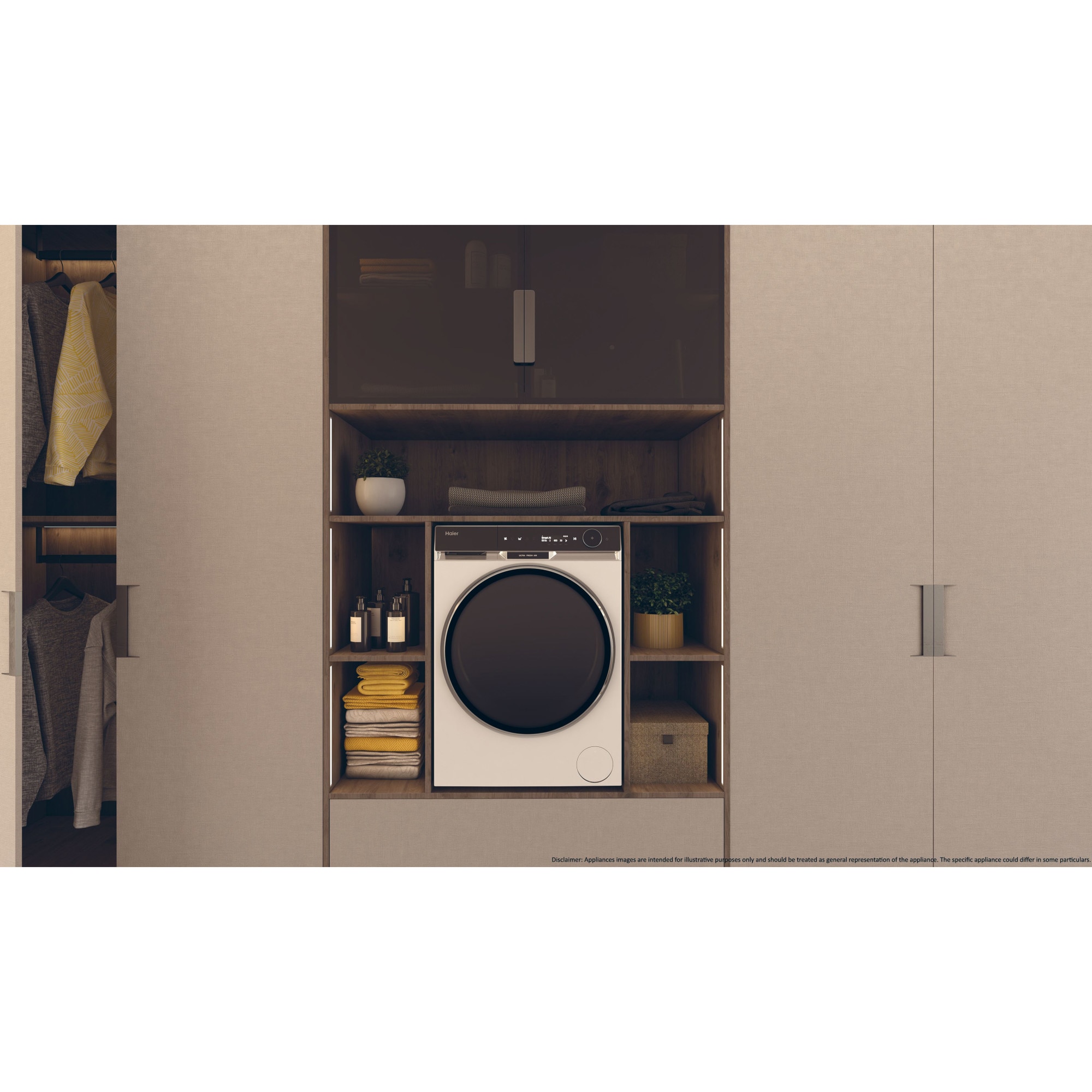 Masina de spalat rufe cu uscator Haier HWD100-B14397US, Spalare 10 kg, Uscare 6 kg, 1400 rpm, Motor Direct Motion, Clasa A, Ultra Fresh, WiFi, ABT, display LCD, Smart Dual Spray, Alb